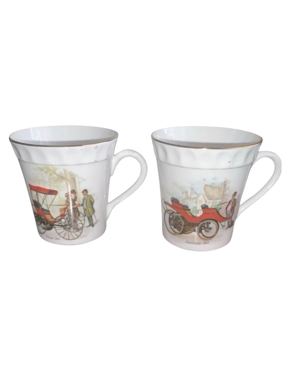 Staffordshire Other - Staffordshire Vintage Car Design Ceramic Mugs